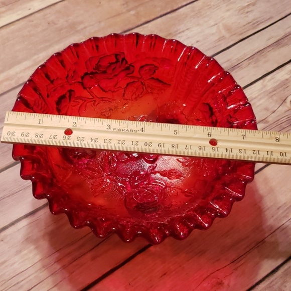 Vintage Red Rose bowl L E Smith co - Picture 3 of 8